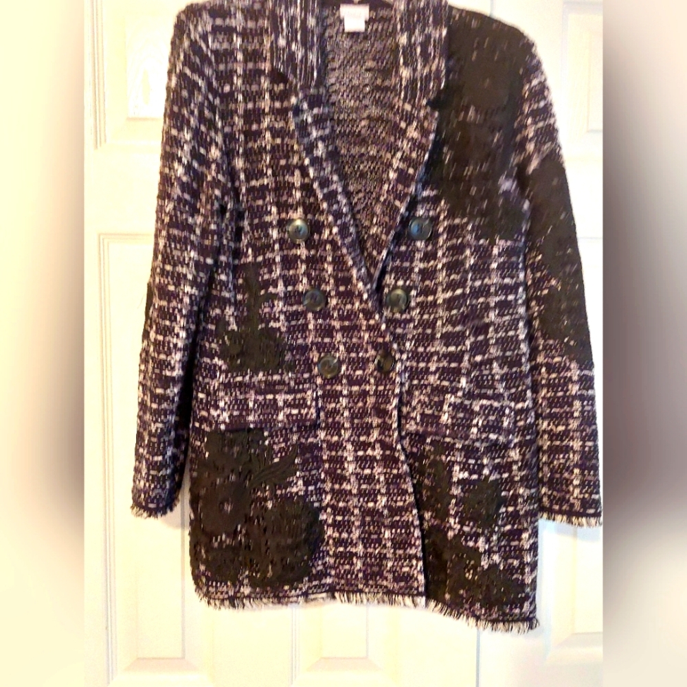 Chico's Women's Black and White Tweed Jacket